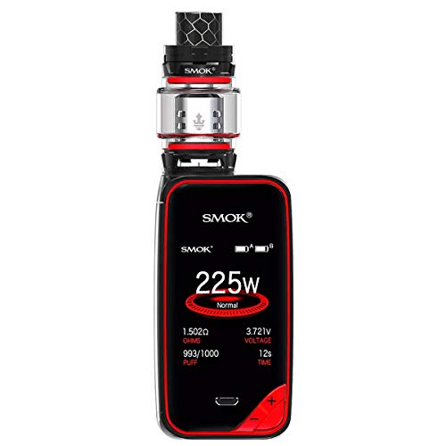 SMOK X-Priv 225W Cigarette électronique Kit Complet Débutant Vapoteuse TC Vape Box Mod Plein Écran Avec Réservoir TFV12 Prince Tank 0.4ohm Résistance Sans Nicotine Ni Tabac (Noir Rouge)