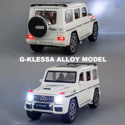 Image of Exclusive Alloy Metal Pull Back Die-Cast Car 1:24 Mrcedes Amg G63 G-Klessa Diecast Metal Pullback Toy Car With Openable Doors&Light,Music Gifts Toys For Kids(1:24 G-Klessa-White)
