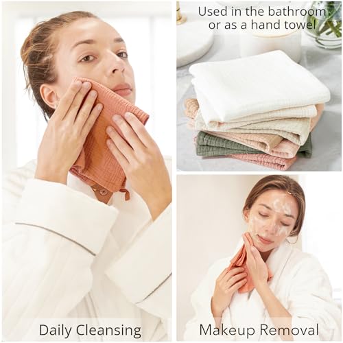 Image of Konssy 7 Pack Face Cloths, 100% Muslin Cotton Wash Cloth for Washing Face