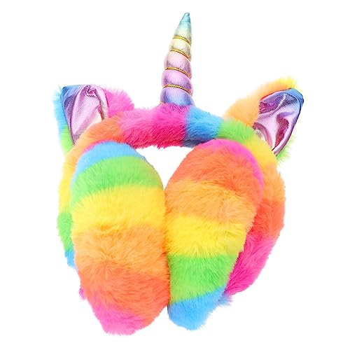Beaupretty 1Pc Foldable Plush Unicorn Earmuffs Cute Winter Ear Warmers for Adorable Ear Covers with Fluffy Design Travel Friendly Cold Weather Accessory