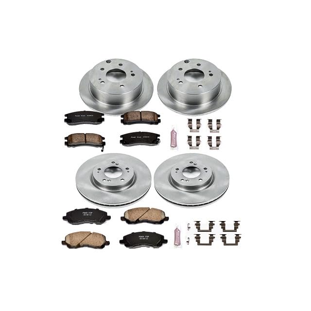 Image of PowerStop Front and Rear Brake Kit for Mitsubishi Eclipse 2006-12 | Mitsubishi Galant 2004-07 - Z17 Ceramic Brake Pads & Disc Rotors Replacement, KOE2711