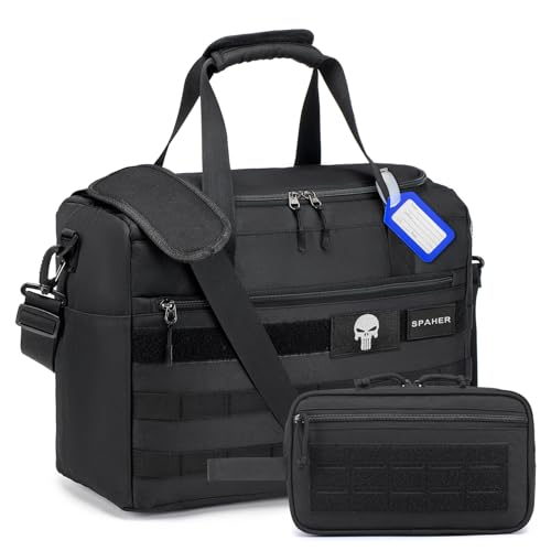 SPAHER Bolsa Viaje 40x30x20 Wizzair Vueling Plegable Equipaje de Mano Bolsa de Cabina Deporte Gimnasio Impermeable Bolsos Fin Semana Hombres Mujer Cabin Bag Gym Duffle Bag Negro