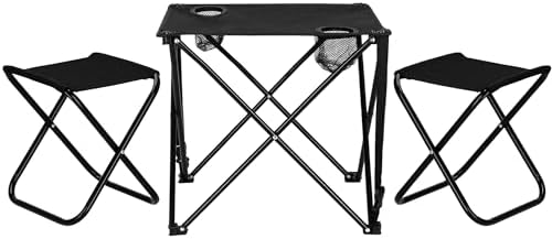 SPRINGOS Camping Set with 2 Stools Leisure Furniture Camping Set