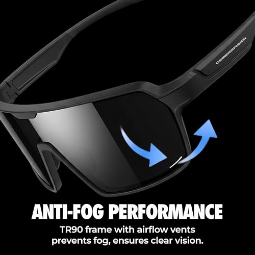 Image of grinderPUNCH Polarized Sports Sunglasses for Men Women UV Protection Shades for Baseball Running Cycling Skiing & Pickleball