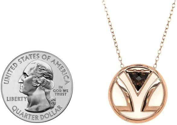LE VIAN 3/4 Carat Triangle Brown Smoky Quartz Circle Pendant Necklace for Women I 14k Rose Gold Plated 925 Sterling Silver Logo Pendant for Her I 18 Inch Chain with Spring Ring Clasp - Image 6