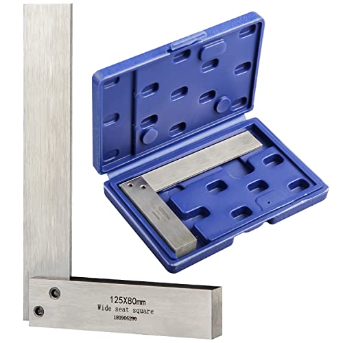 Machinist Square Precision Engineer Wide Seat Square 90 Right Angle Ground Hardened Steel Angle Ruler 5 x 3.2 Inch