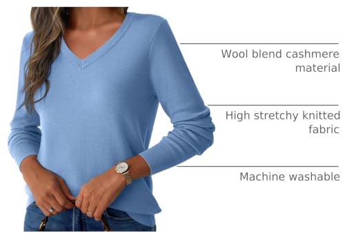Image of GKBK Women's Sweaters 2026 Fall Fashion Lightweight Classic V Neck Business Casual Outfits Long Sleeve Knit Pullover Tops
