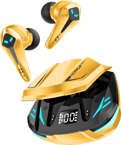 Image of HOPPUP Predator Xo3 Gaming Earbuds with 35MS Low Latency, 13MM Drivers & 50H Playtime Bluetooth (Yellow, True Wireless)