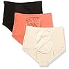 Warners-Womens-Blissful-Benefits-Tummy-Smoothing-Brief-Panties-Multipack Warner's Women's Blissful Benefits Tummy-Smoothing Comfort Microfiber Brief 3-Pack RS4433W, Sugar Coral/Pearled Ivory/Black, XL