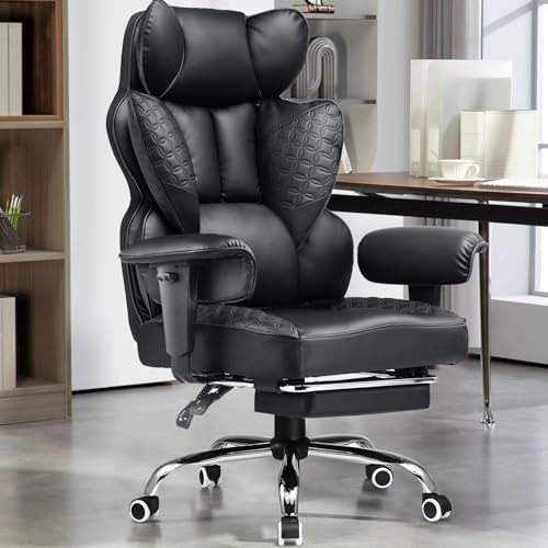 GTPLAYER Gaming Chair Heavy Duty Executive Office Chair with Footrest & Pocket Spring Lumbar Support, Big and Tall Adjustable High Back Computer Chairs for Gamer, Home Office