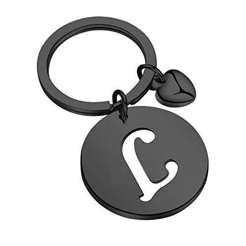 HOLLP Initial Disc Charm Keychain - 26 Letter Alphabet Key Ring A-Z English Charm Keychain