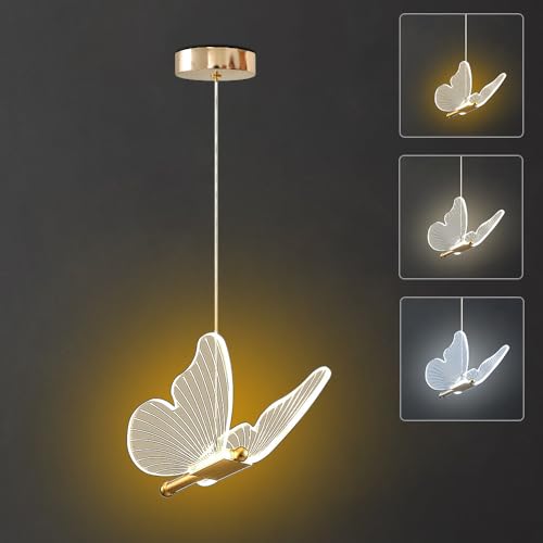 TONGNIDA Moderna Farfalla D'oro Lampada a Sospensione in Acrilico, 3