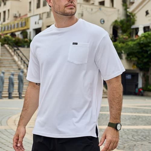 Men's Oversized T-Shirts Cool Casual Crew Neck Short Sleeve Solid Pocket Tee Basic Loose Workout Tops3