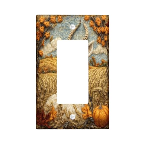 Placa decorativa para interruptor de luz de antílopes otoñales, 1 banda, basculante individual, novedosa placa frontal eléctrica de calabazas de otoño para cocina, baño, decoración de cubierta de