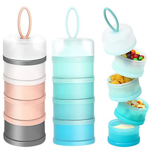 Image of 2 PCS 4 Layers Sakura Baby Milk Formula Dispenser & Container Box for Travel (Blue)