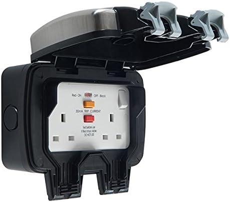BG Electrical WPL22RCD IP66 Brushed Stainless Steel Outdoor Weatherproof Double RCD Socket