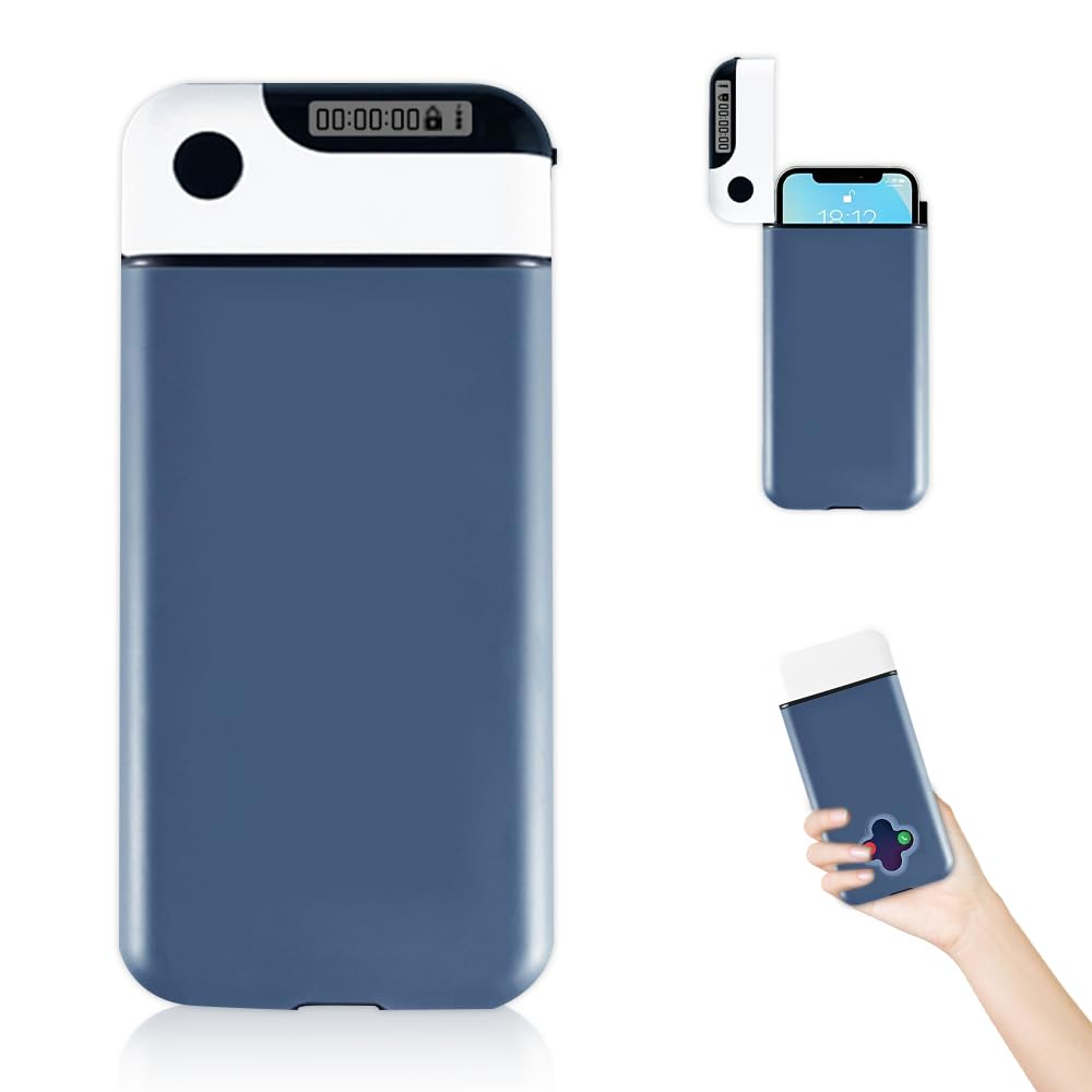 Rppiup Phone Lock Box with Timer, Self-Control Timed lock box with timer, phone jail Lock Box for iphone/android, time lock boxes Help Kid/Adult to Be Self-Discipline, Prevent Phone Addiction (blue)
