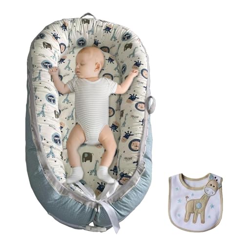 GlowAdore Baby Nest Pod 0-36months - Baby Sleep Pod - Baby Lounger Easy to Travel- Baby Nest Pod Newborn - Sleepyhead Baby Pod 100% Cotton Napping - Sleep all Night Baby Bed (Blue)