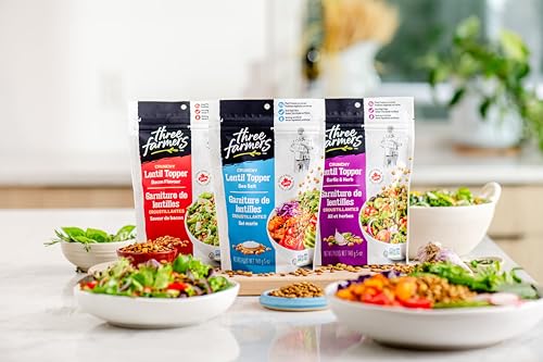 Three Farmers Lentil Topper | Variety Pack | Bacon Flavor, Garlic & Herb & Sea Salt | 140 G (Pack Of 3) | Plant Protein | High Fiber | Gluten-Free | Vegan | Kosher | Low Fat thumb #5