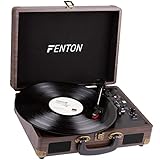 fenton rp115b - giradischi vintage a 3 velocità, noce, giradischi con altoparlanti integrati, idoneo a dischi da 33, 45 e 78 giri, giradischi in vinile bluetooth facile da trasportare