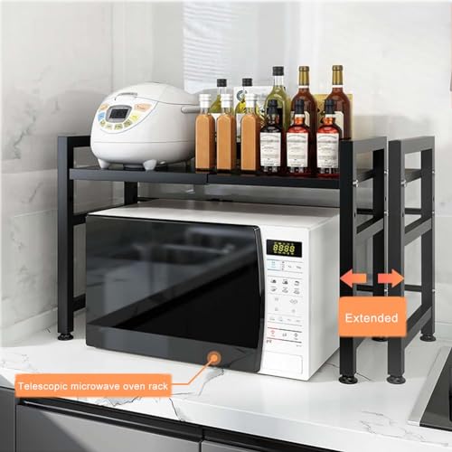 Support four à micro-ondes extensible : étagère de cuisine à 2 niveaux pour comptoir