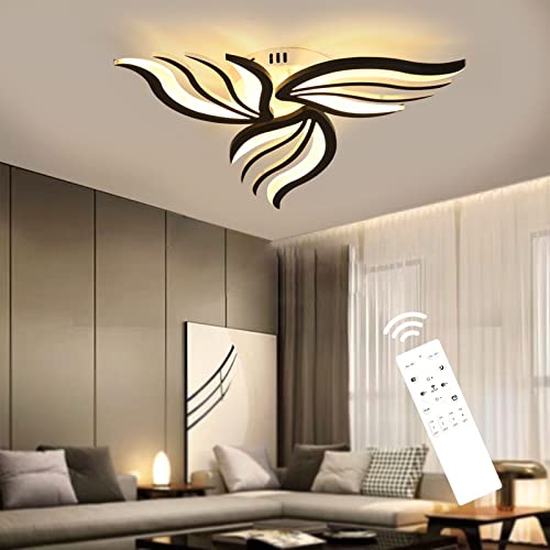 Plafonnier LED moderne dimmable 30W noir pour salon et chambre