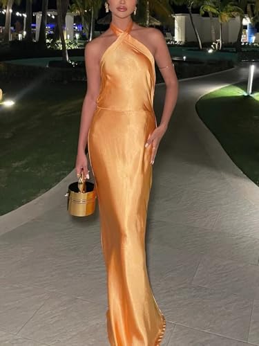 Satin Halter Bridesmaid Dresses for Wedding 2025 Backless Silk Prom Gowns Mermaid Formal Evening Dress Long2