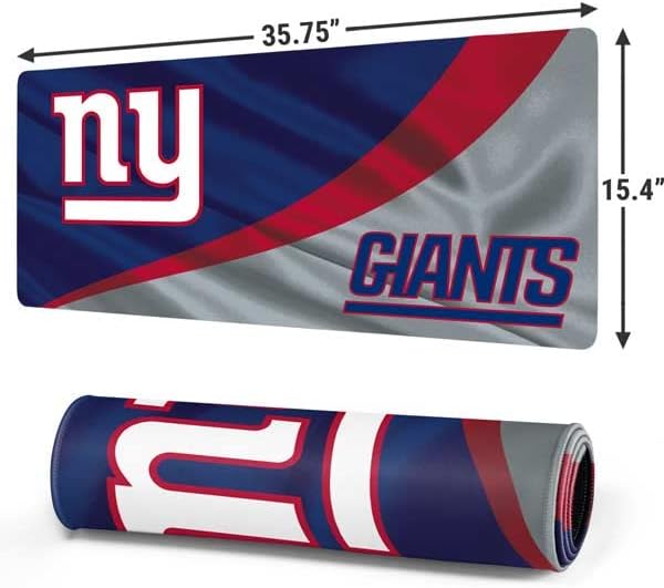 Skinit Extra Large Gaming Mouse Pad - Officially Licensed New York Giants Design with Stitched Edges, Waterproof, Non-Slip Rubber Base, Desk Mat for Keyboard & Mouse, 35.75" x 15.4" inches