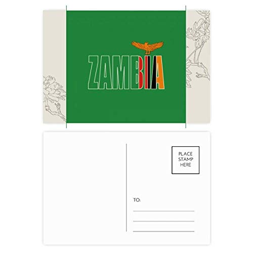 Carte postale Zambie motif fleur et drapeau lot de 20 pièces