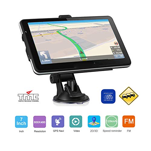 DBPOWER Navigationsgerät 7 Zoll LKW PKW Wohnmobil 8GB/256M TMC Stauumfahrung, Verkehrsmeldungen in Echtzeit GPS Navigation Navi 2020