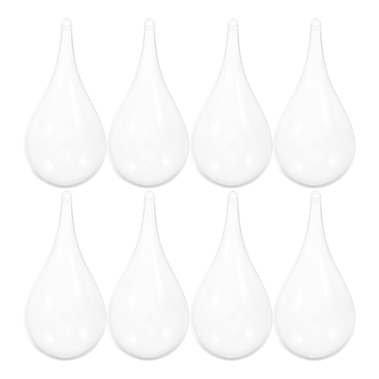 Set 8 Palline Di Plastica Trasparenti A Goccia Riempibili – Ornamenti Fai Da Te Per Albero Di Natale E Finestre