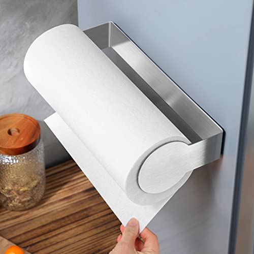 KEGII Magnetic Paper Towel Holder - Paper Towel Roll Holder with Strong Magnetic Backing for Refrigerator, Grill, BBQ, Toolbox, Workshop, Garage, Silver Stainless Steel KEGII Magnetic Paper Towel Holder - Paper Towel Roll Holder with Strong Magnetic Backing for Refrigerator, Grill, BBQ, Toolbox, Workshop, Garage, Silver Stainless Steel