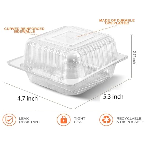 Axe Sickle 100PCS 100 Count Clear Plastic Hinged Take Out Containers Clamshell Takeout Tray Food Clamshell Containers Outside Diameter 5.3 X 4.7 Inch thumb #2