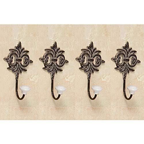 Tamia-Home Wandhaken Kleiderhaken Metallhaken Haken für Bad Küche Garderobe, Haken im Retro Vintage Stil (4er braun Schlüssel) Cover