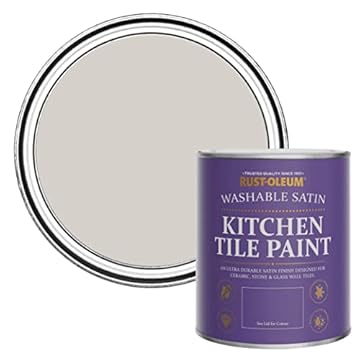 Rust-Oleum Grey water resistant Kitchen Tile Paint in Satin Finish - Babushka 750ml