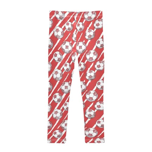 Girls Leggings Red Football Hand Drawn Kids Length Leggings Pants Toddler Athletic Soft Tights Trousers 4T2