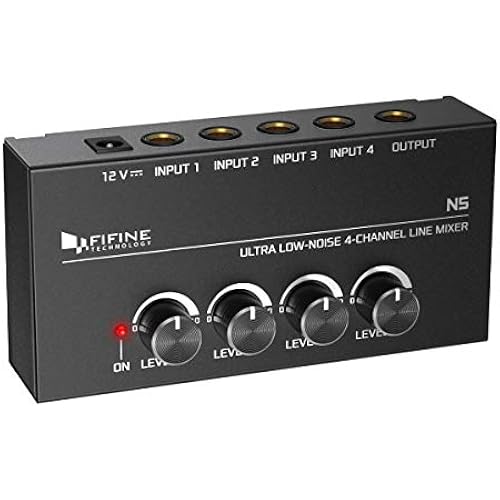 FIFINE N5 Ultra Low-Noise 4 Channel Stereo Mini Line Audio Recording Mixers