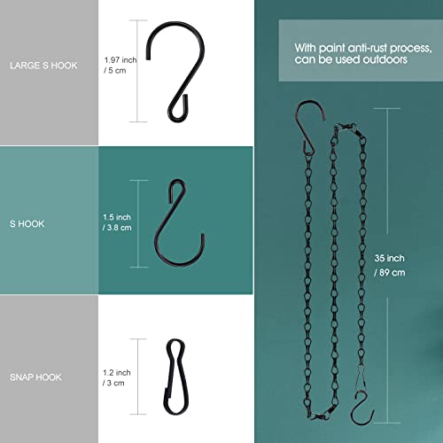 Fetanten Plant Hanging Chains, 35 Inch Metal Hanging Basket Chain With S Hook For Bird Feeders Lanterns Wind Chimes Billboards Photo And Indoor Outdoor Decorative (Black, 5 Pcs) #TOP1
