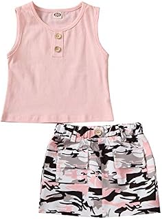 2Pcs/Set Fashion Toddler Kids Baby Girl Tank Top+Camouflage Mini Skirt Summer Outfits