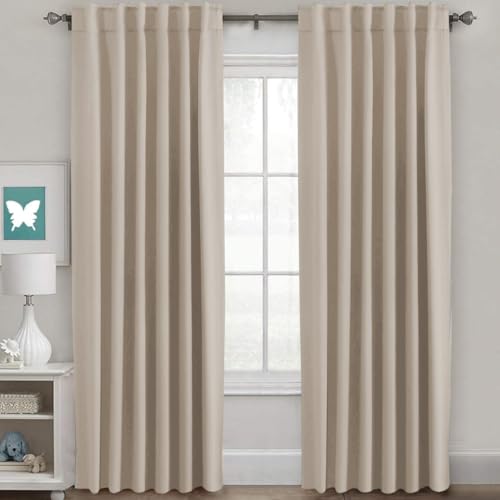 Image of H.VERSAILTEX Blackout Curtains Thermal Insulated Window Treatment Panels Room Darkening Blackout Drapes for Living Room Back Tab /Rod Pocket Bedroom Draperies (2 Panels, Fog, 52 x 84 Inch)