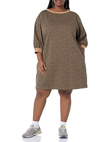 Image of Amazon Essentials Women's Fleece Blouson Sleeve Boatneck Sweatshirt Dress (Available in Plus Size)