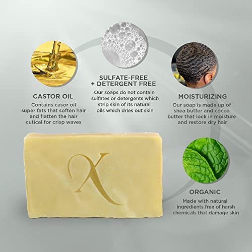 Xotics All Natural Bar Soap- Spinners Natural Wave Body Soap Bars With Cocoa Butter, Jamaican Castor Oil | Simple Handmade Soap With Deep Moisturizing Formula | 100%Pure Organic Bath Soap Bar 4Oz #TOP1