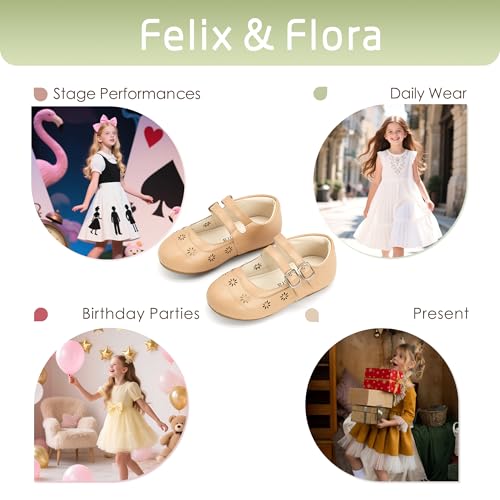 Image of Felix & Flora Toddler Flower Girl Dress Shoes - Baby Girl Ballet Mary Jane Flats for Party School Wedding