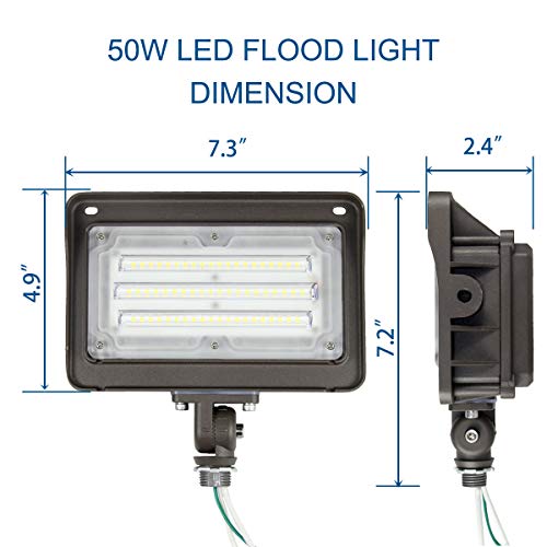 Dakason (2 Pack) 50W Led Flood Light, Dusk-To-Dawn Photocell, 180° Adjustable Arm, Replaces 150-200W Hps/Mh, Ip65 Waterproof Outdoor Security Lighting Fixture, 100-277Vac 5000K 6000Lm, Etl Listed #TOP3