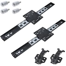 Antrader Pocket Door Slides,Cabinet Pocket Door Hardware Sliding Hidden Door Track with Hinges, Black 400mm/15.75inch,2Pcs