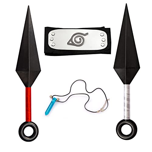 Naurto HeadbandÂ ofÂ LeafÂ Village, Minato KunaiÂ 10 inch NinjaÂ WeaponsÂ PropsÂ BigÂ Plastic Kunai, BlueÂ CrystalÂ Necklace, 4Â PcsÂ ShinobiÂ CostumeÂ Toys