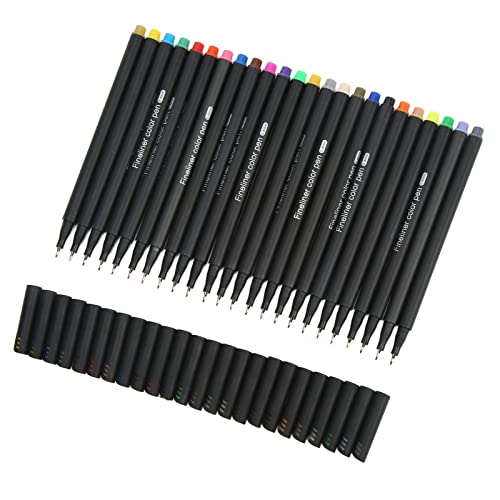 Haofy 24 Rotuladores de Punta Fina de Precisión de 0,4 Mm para Trabajos de Líneas Detalladas, Tinta a Base de Agua para Artistas, Plantillas, Bocetos, Colorear Patrones Pequeños, Uso Portátil,