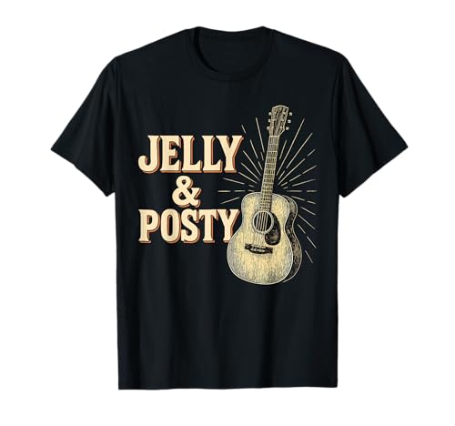 Jelly And Posty Acoustic Guitar Retro Style T-Shirt