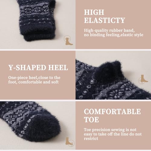 Image of SISOSOCK 5 Pairs Fuzzy Soft Cozy Comfortable Socks for Women, Casual Sleep Comfy Socks, Perfect Warm Winter Gifts for Women