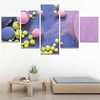 SIGNWIN 5 Panel Canvas Wall Art Modern Art 3D Abstract Abstract Brushstroke Contemporary Digital Art Fun Multicolor for Home Decorations Ready to Hang - 60